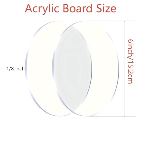 Image of 10Pcs 1 /8 inch Round Acrylic Sheets 6 Inch Diameter,Acrylic Circle Disk Sheet | Clear Cast Plexiglass Table Top Backdrop Laser Engraving DIY Crafts Cake