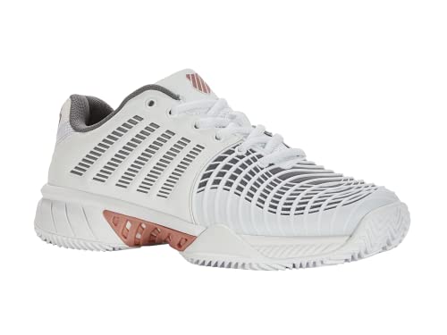 K-Swiss Zapatillas de Tenis para Mujer Express Light 3 HB, White Black Steel Gray Rose Gold, 41 EU