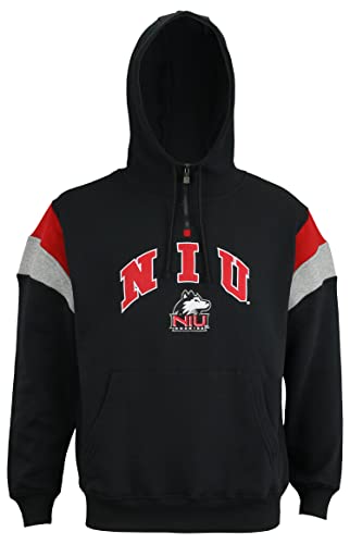 Outerstuff Northern Illinois Huskies NCAA Men's Throwback 1/4 Zip Fleece Hoodie, Black Small