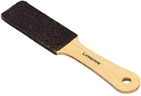 Lionesse Pedicure Foot File - Wooden Feet Sander with Handle - Wart Scraper Tool for Callused Feet - Foot Exfoliator Filer for Wet & Dry Use - Dead Skin Scrubber for Feet