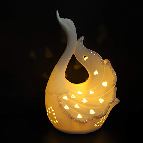 Lámpara de Mesa de Noche LED Forma Cisne Cerámica miniatura 3