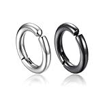 TOPPERFUN Pendientes de Clip sin Perforación Unisex 6 Piezas Acero Inoxidable y Negro 10-14 Mm Aro Redondo Joyas para Orejas Hombre Uso Casual Trabajo