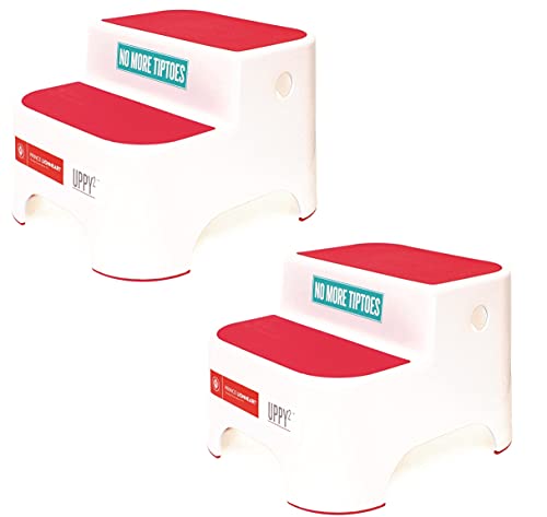 Prince Lionheart Dual Height UPPY2 Step Stool, Perfect Step Stool for Potty Training and in The Kitchen to Wash Hands, Grippy Non-Slip Top, Sturdy Base with Non-Slip Feet (2 Pack, Pink)