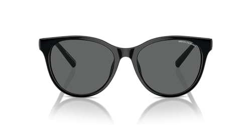 Armani Exchange Woman Sunglasses Shiny Black Frame, Dark Grey Lenses, 54MM
