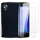 Shantime Case with 2 Pack Screen Protector Combo Compatible with LG Nexus 5, Shockproof Cover and Tempered Glass Set for Full Body Safety(Black)