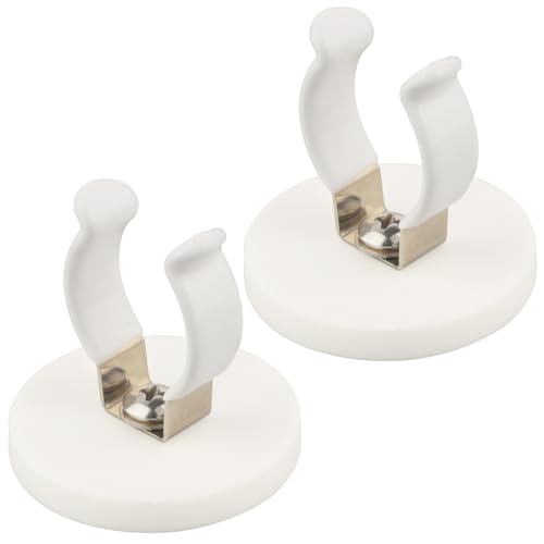 MUTUACTOR 2PCS Magnetic Hooks,Universal Heavy Duty Hooks for Flashlight Holder,Anti-Slip Large Opening Magnets White Flexible Clamps for Garage Kitchen Basement Outdoor Shed Tool Organize and Storage