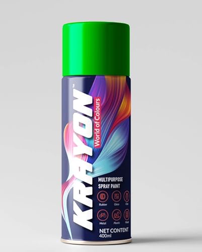 Image of BANNA Krayon Green Acrylic Spray Paint 400 ml | Quick Dry Rust-Resistant Multi Surface Aerosol Spray Paint for Metal, Wood, Plastic, Glass, Furniture & DIY Projects