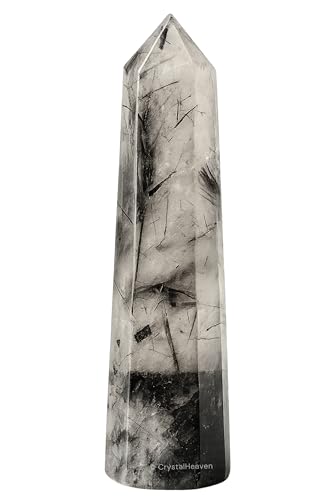 Image of Crystal Heaven Certified Black Rutilated Quartz Tower Obelisk Point For Chakra, Healing And Balancing - Aaa Grade Original Certified Gemstone Agate For Reiki Meditation Yoga Spiritual (2-3 Inches)
