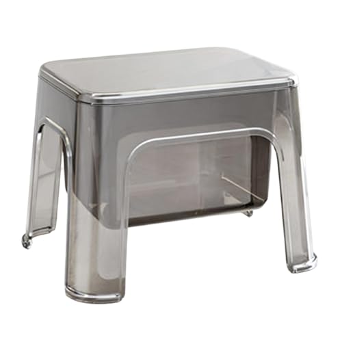 Taburete de ducha – Banco de baño transparente con almacenamiento | Taburete bajo impermeable transparente para ducha que ahorra espacio, banco de almacenamiento para cocina, dormitorio, esquina de
