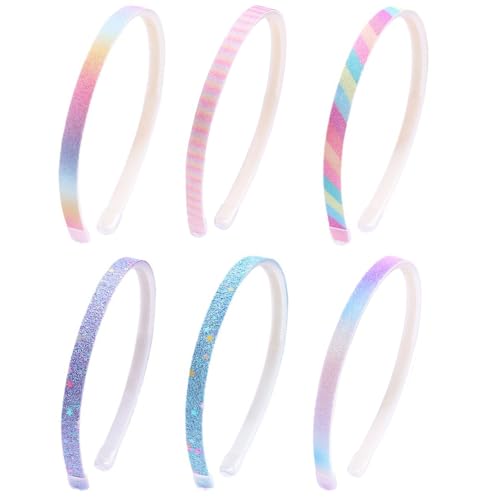Diademas de plástico con purpurina,6 Pcs diademas de lentejuelas con diademas delgadas brillantes con dientes,diademas lisas brillantes para niñas y mujeres diadema