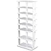 Costway Etagère de Rangement pour Chaussures en Bois, avec 7 Niveaux, Organisateur Multi-étagère à Chaussures, Peut Stocker au Maximum 14 Paires de Chaussure, Blanc