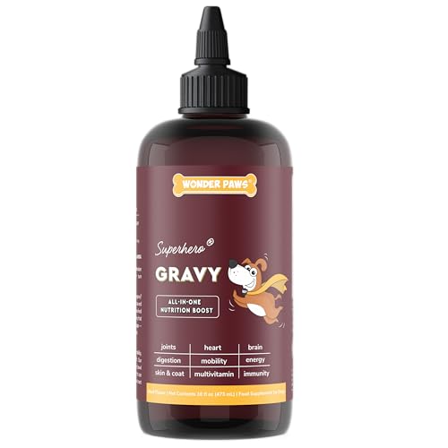 Premium Dog Gravy Food Topper Dog Food Topper For Dry Food Wet food & Picky Eaters Tasty All-In-One Multivitamin Bone Broth Dog Gravy With Vitamins Minerals Omegas Collagen & Mushrooms 16oz