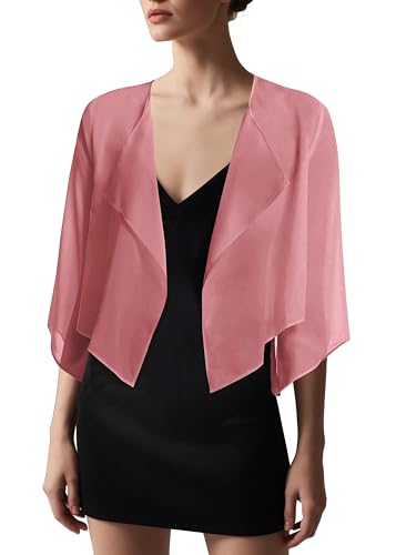 Image of Urban CoCo Women's Chiffon Shrug Cardigan Open Front 3 /4 Sleeve Drape Irregular Hem Bolero Summer Cover Up