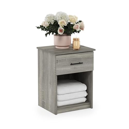 Image of Furinno Tidur Nightstand, French Oak Grey