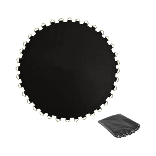 Tappeto Elastico Telo Ricambio Trampolino, Tappetino da salto di sicurezza a molla resistente all'acqua e ai raggi UV da 15 piedi con anelli a V, Accessori per trampolino tondo, 15FT(100 buckle),Black
