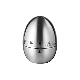 Stainless Steel Kitchen Timer Egg – Accurate Countdown Timer for Cooking, Metallic Silver Egg Shape, with Dual-Language Manual (English & Chinese)