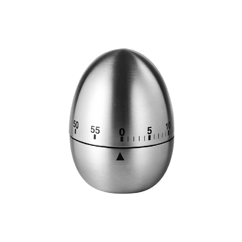 Stainless Steel Kitchen Timer Egg – Accurate Countdown Timer for Cooking, Metallic Silver Egg...