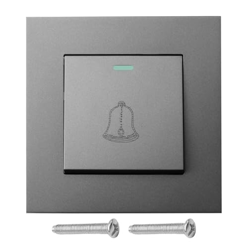 Bouton Sonnette Exterieur Étanche 16A 220–250V Interrupteur de Sonnette Filaire Porte en Verre Trempé avec Vis Bouton de Pression Encastré pour Domestique ou...