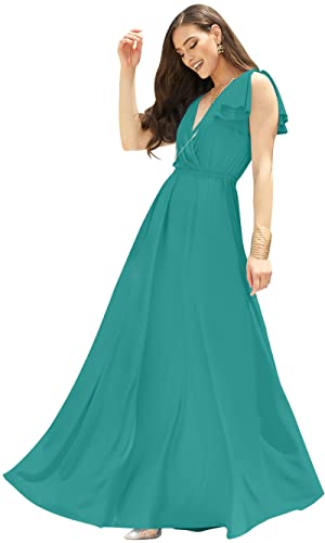Image of KOH KOH Womens Long Sleeveless Bridesmaid Wedding Guest Prom Maxi Dress