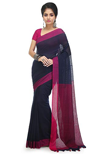Image of BENGAL HANDLOOM Women's Pure Premium Cotton Daily Wear Pallu Saree With Blouse Piece