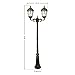 Gama Sonic Outdoor Solar Lamp Post Light Kit, Royal Bulb 300 Lumens, Double Head Weathered Bronze Cast Aluminum Post Lamp and Light Pole, Warm White Light 2700K, 98B302 (Upgraded Battery and Panel)