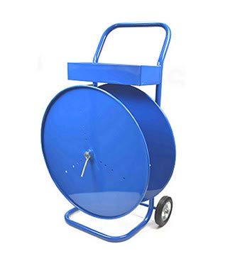 Carro de fleje portaflejes portátil para fleje PP y PET, diámetro 150-400mm, azul, acero aleado, 4 ruedas resistentes, 14 kg