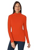 Jessica London Women's Plus Size Ribbed Cotton Turtleneck Sweater 100% Cotton - 22/24, Classic Red