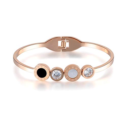 Bracelet femme en nacre noire et zircone cubique style joaillerie