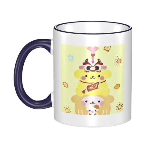 ポムポムプリン マグカップ コーヒーカップ セラミック大容量 大きい かわいい おしゃれ 人気 アニメ キャラクター 330ml 陶器 電子レンジ温め対応 耐熱 耐冷 Navy Blue