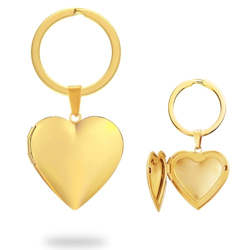 PHOCKSIN Gold Heart Keyring Lockets for Women Cute Keyrings for Girls Nice Gifts for Christmas Mothers Day
