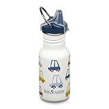 Klean Kanteen Trinkflasche Classic Narrow (Sippy Cap) mit Trinkverschluss aus Edelstahl in der Farbe Weiß mit einem Volumen von 355 ml, 1011205