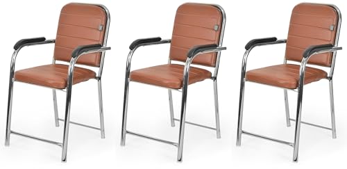 Image of Chair Offers a Professional Appearance in Any Office Setting Such as a Reception Area, in Front of a Desk (3, Tan, Standard)