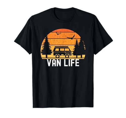 Van Life Sunset Silhouette Camping Vannin' Rétro Vintage T-Shirt