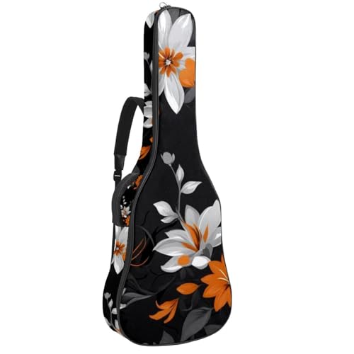 NUEAHEDN 40/41/42-inch Aesthetic Leaves Acoustic Guitar Bag With Adjustable Shoulder Strap And 2 Storage Bags. Guitar Bag With Back Hanging Loop, Electric, and Classical Guitars