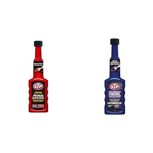 STP Petrol Injector Cleaner 200 ml, Mechanical Car Cleaning Products, Concentrated Cleaning Formula & Diesel High Milage Injector Cleaner 200 ml, Cleans and Protects your Engine for 300 miles