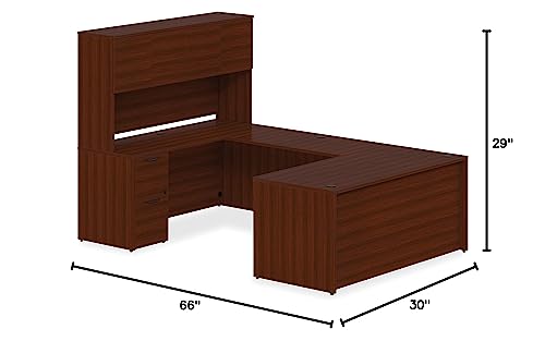 Lorell PD3066RSPMY Prominence 2.0 Mahogany Laminate Box/Box/File Right-Pedestal Desk thumb #2