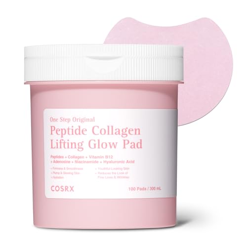 Image of COSRX OneStep Original Peptide Collagen Lifting Glow Pad, 100 Pads, Improving Elasticity, Plumping Toner Pads with Peptide, Collagen, Niacinamide & Anti-Aging Care, Korean Skin Care