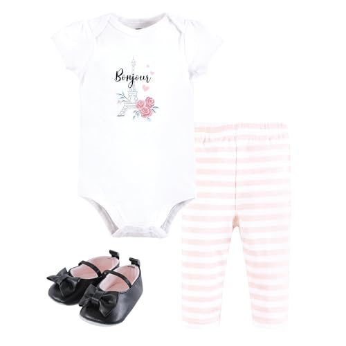 Image of Hudson Baby Unisex Baby Cotton Bodysuit, Pant and Shoe Set