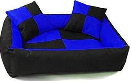 Hiputee Ultra Soft Rectangular Reversible Fleece/Velvet Bed for Dog and Cat with 2 Extra Pillows (Large, Black Blue)