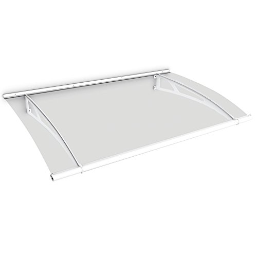 Auvent LT-Line 150 x 95 cm - Marquise de porte d'entrée en verre acrylique transparent, fixation en acier blanc - Schulte
