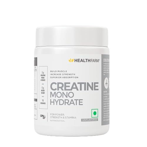 Healthfarm Creatine Monohydrate Powder - 3g of Micronized Creatine Powder per Serving, Enhanced Muscle Strength and Power | Fast Recovery | Increased Muscle Mass (50 G)