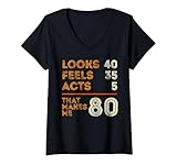 Photo Gallery donna funny math 80th birthday sembra 40 sente 35 atti 5 umorismo maglietta con collo a v Photo Gallery donna funny math 80th birthday sembra 40 sente 35 atti 5 umorismo maglietta con collo a v