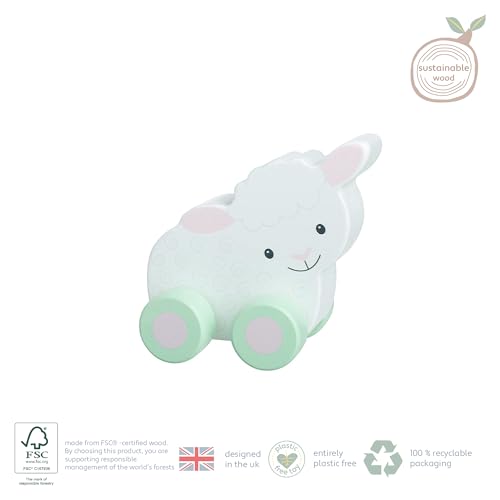My First Wooden Toy Cars, Sheep Push Toy Animal Vehicles - Wooden Toys 1 Year Old, Baby and Toddler Toys - Fun Educational Small World Toys, Early Development & Activity Toys by Orange Tree Toys - Image 5