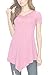 MBJ WT638 Short Sleeve Shirts for Womens Tops Casual V-Neck Summer Clothes Asymmetrical Tunic Blouses XXL Pink