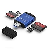 TXY 4 in 1 Card Reader USB2.0 to SD Micro SD TF MS MMC M2 Cardreader for Laptop PC Smart Card Reader SD Card Reader 4 in 1 Card Adapter (Blue)