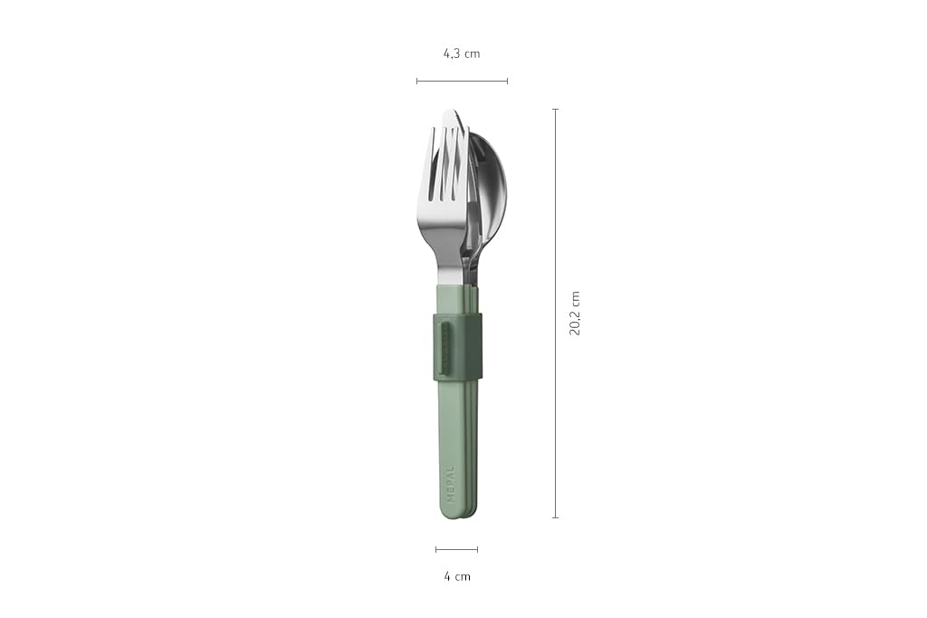 Mepal – Besteckset 3-teilig Silueta – Spülmaschinenfest – Geschirr – Messer, Gabel und Löffel inklusive Halter – Nordic white (Packung mit 4)