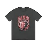 estate cotone coppia t-shirt, vintage cartone animato stampa manica corta, sciolto traspirante rotondo collo unisex giornaliero casual tops, leggero tessuto morbido uomini e donne-color-4||m