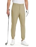 [YSENTO] ゴルフパンツ メンズ トレッキングパンツ スクリュー脚口 ロングパンツ 通勤 登山 ハイキング アウトドアパンツ 4wayストレッチ 防撥水 UVカット 吸汗速乾 G867M-カーキ L