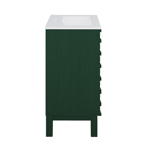 Image of Swiss Madison Cascade 24 inch Freestanding Bathroom Vanity in Green Oak with 3-Hole Centerset Sink Top