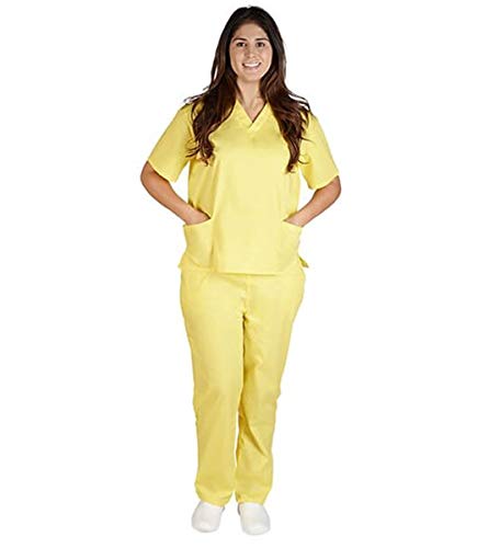 Natural Uniforms Men's Scrub Set Medical Scrub Tops and Pants (XXX-Large, Yellow)